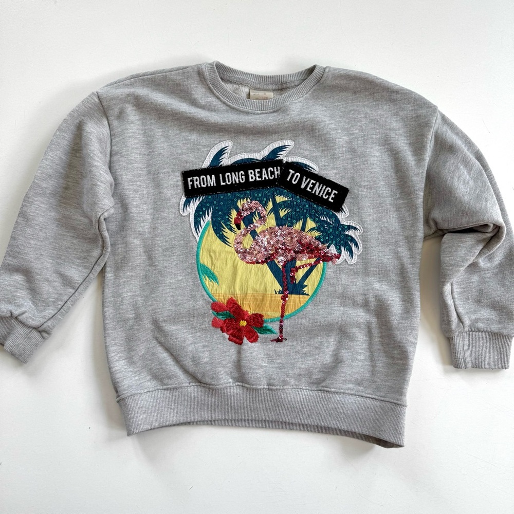 Zara "From Long Beach To Venice” Long Sleeve Pullover Sweatshirt Girl's Size 8